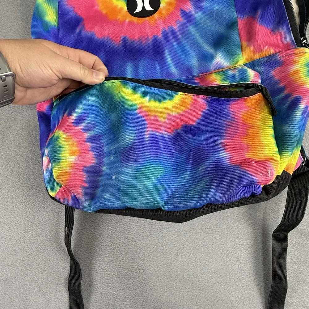Hurley Tie Dye Backpack Rainbow Spiral Print Surf Skate‎ Rave School Bag